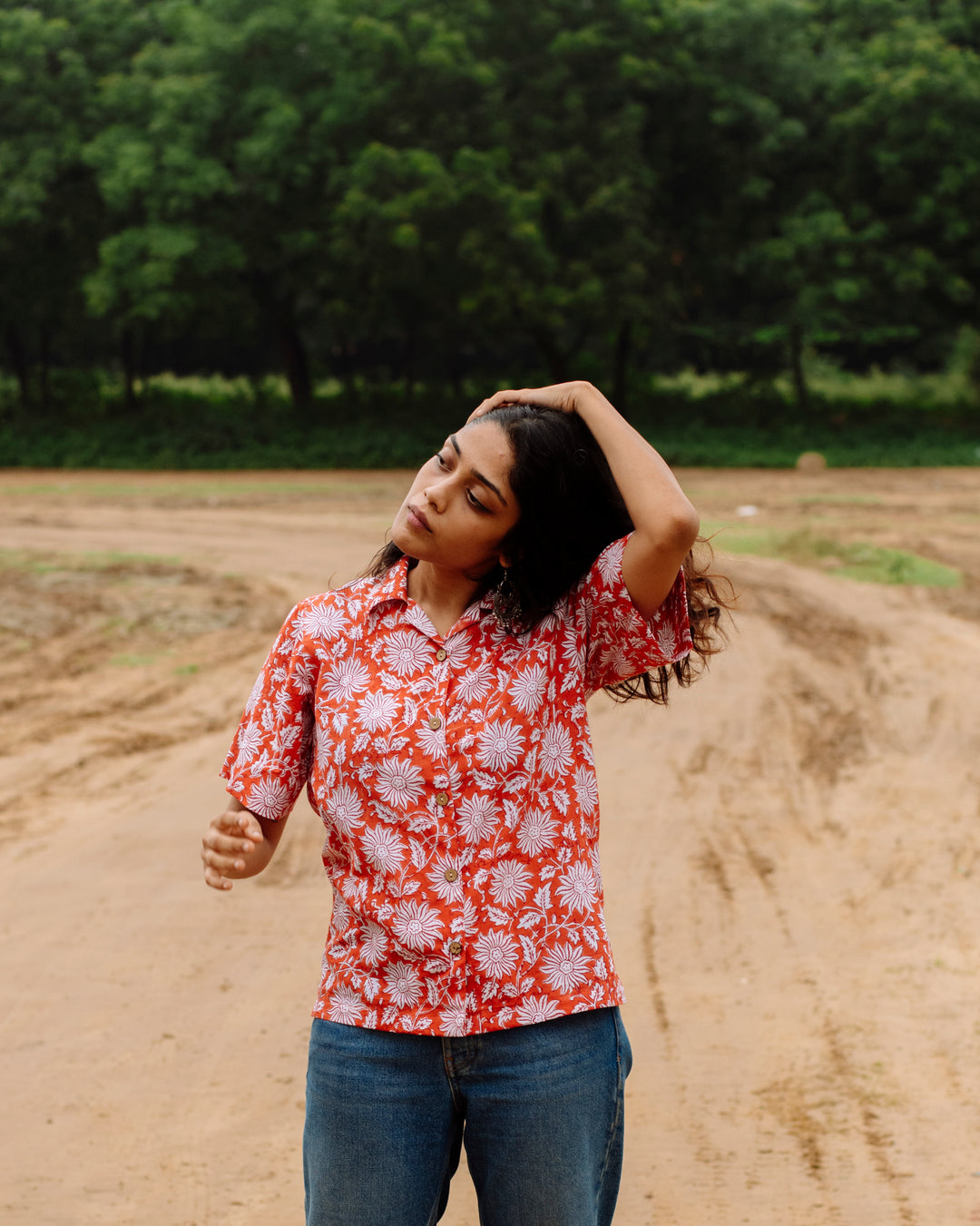 TANGERINE FLORAL RAPID SHIRT