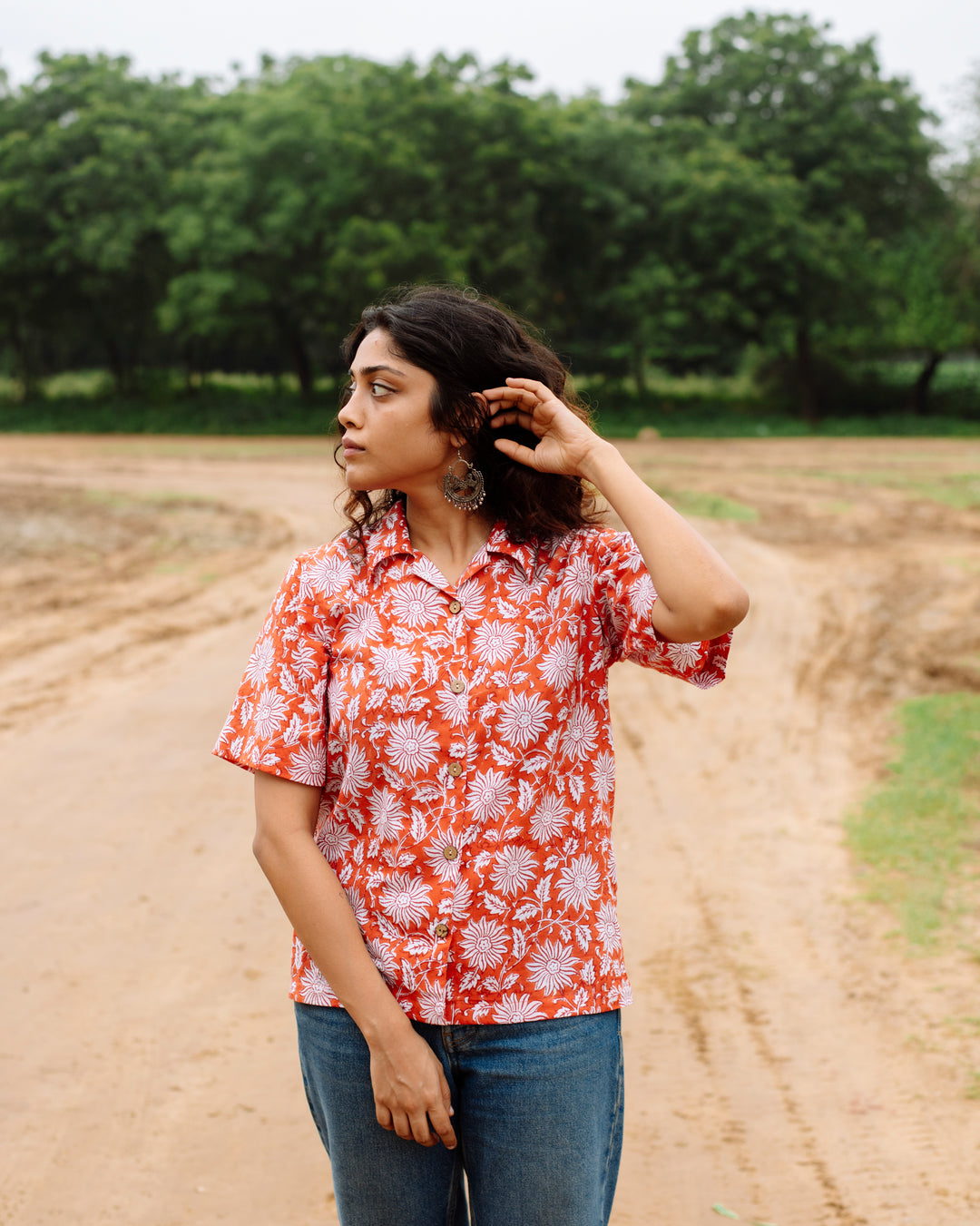 TANGERINE FLORAL RAPID SHIRT