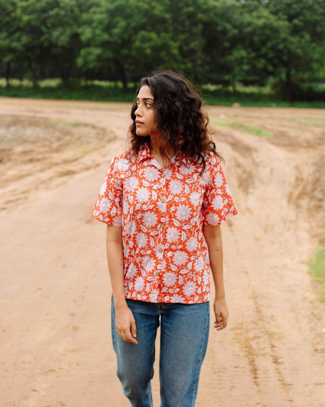 TANGERINE FLORAL RAPID SHIRT