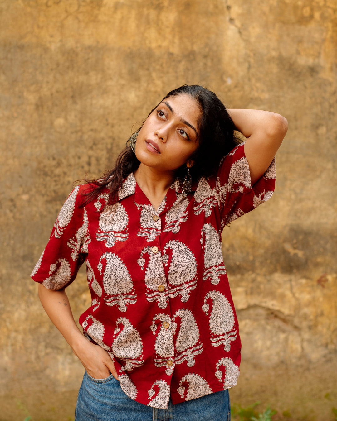 MAROON MUGHAL BAGH SHIRT