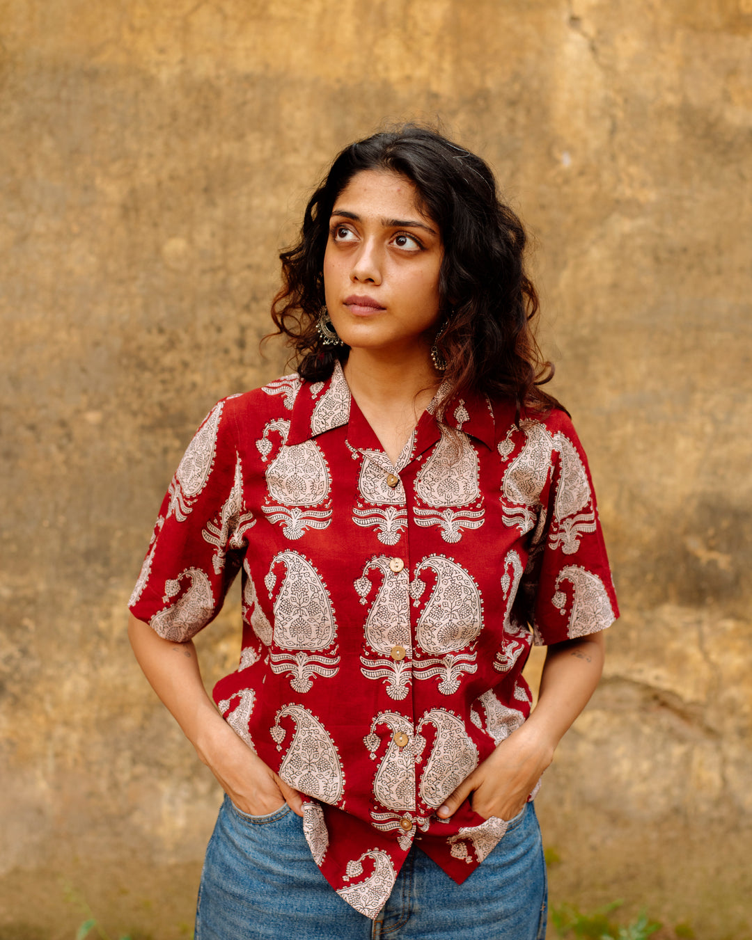 MAROON MUGHAL BAGH SHIRT