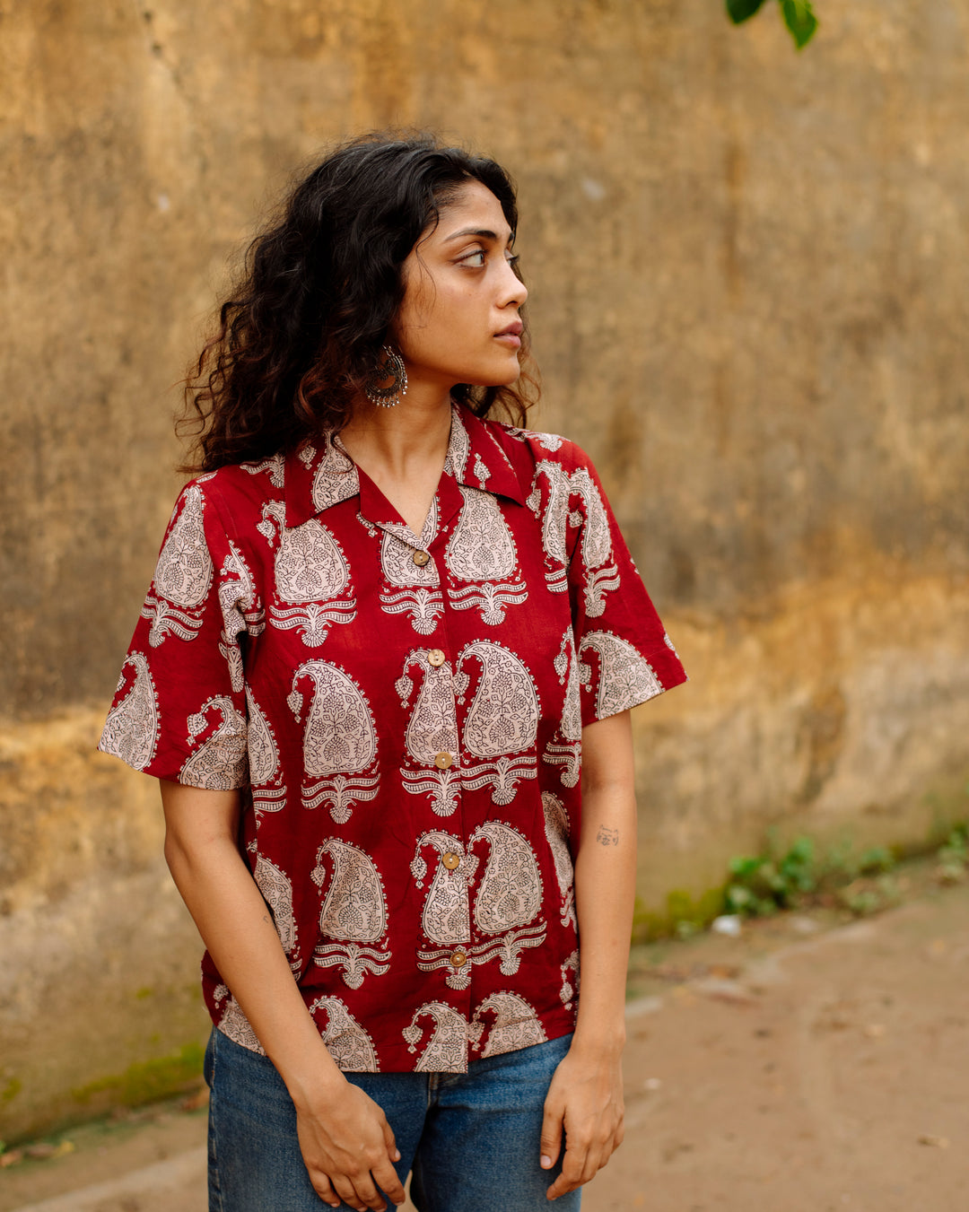 MAROON MUGHAL BAGH SHIRT