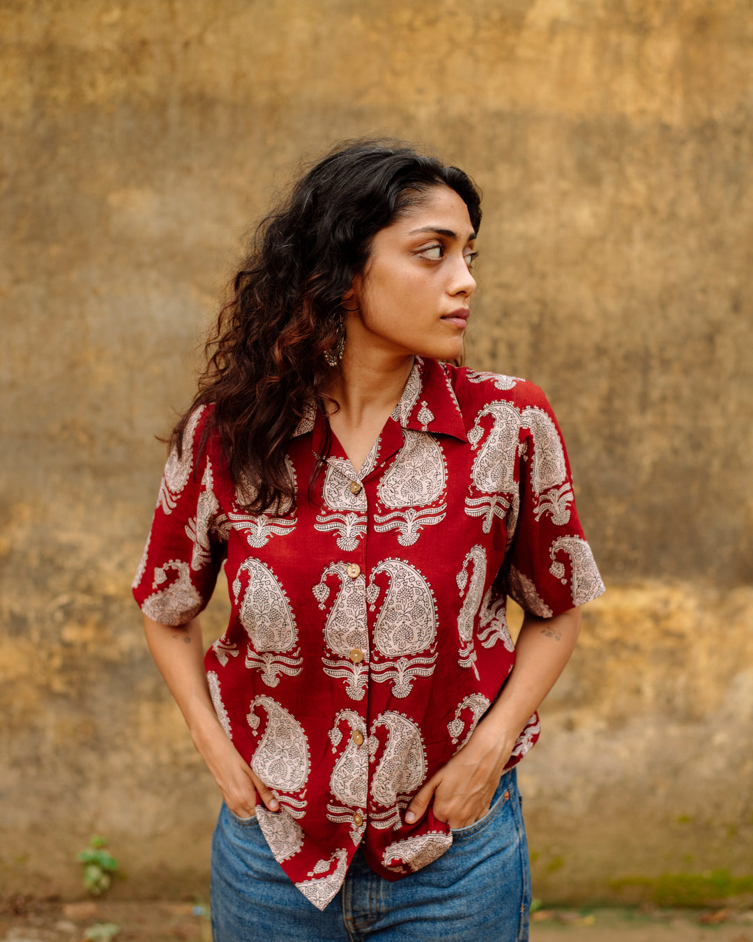 MAROON MUGHAL BAGH SHIRT