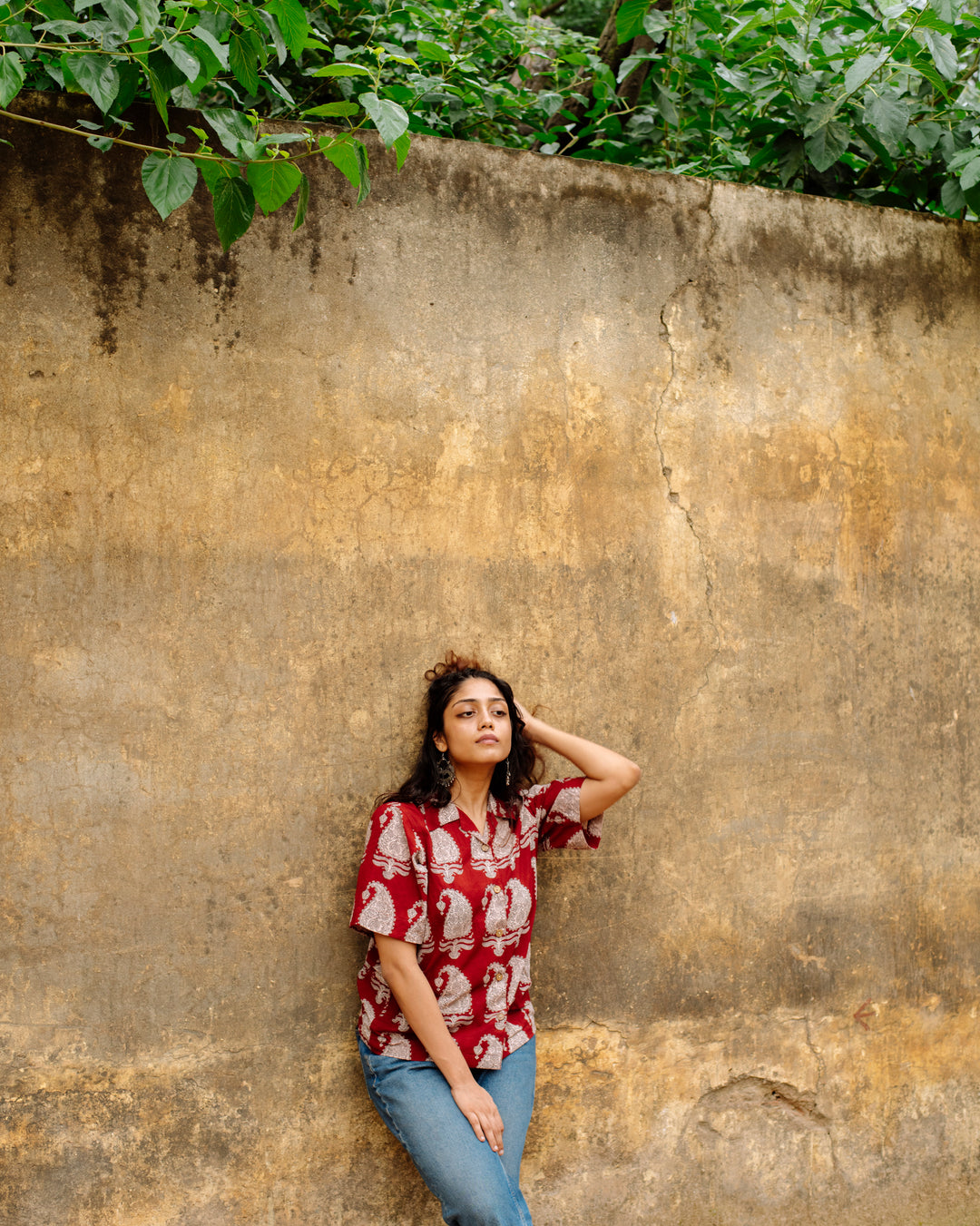 MAROON MUGHAL BAGH SHIRT