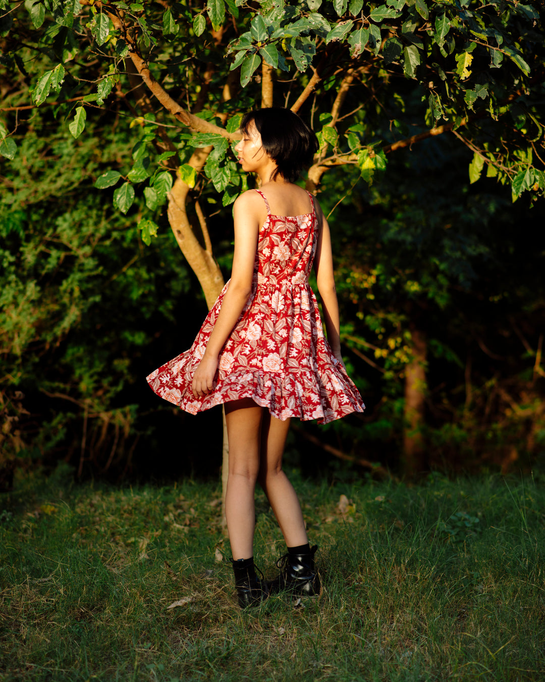 RED TROPICAL RAPID SHORT DRESS