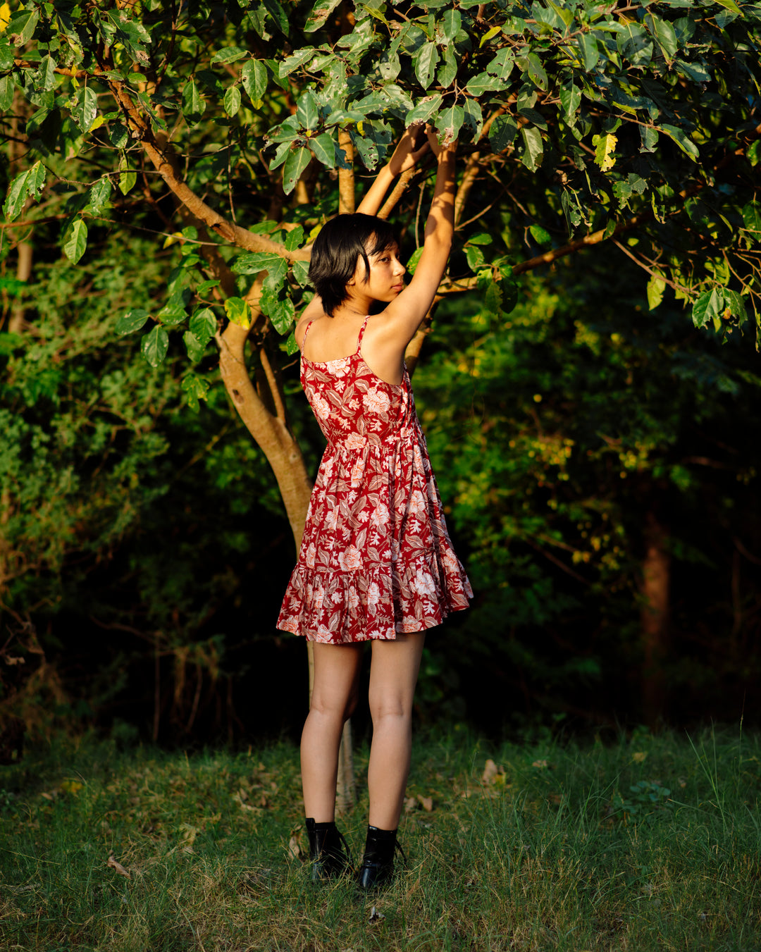 RED TROPICAL RAPID SHORT DRESS