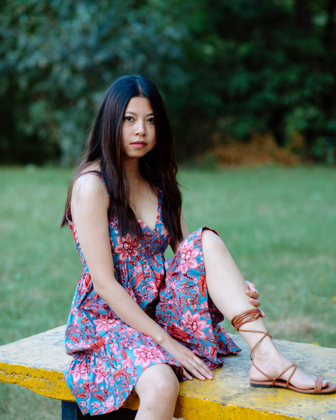 BLUE TROPICAL RAPID SHORT DRESS