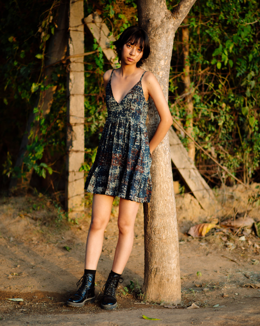 BLUE MAZE AJRAKH SHORT DRESS