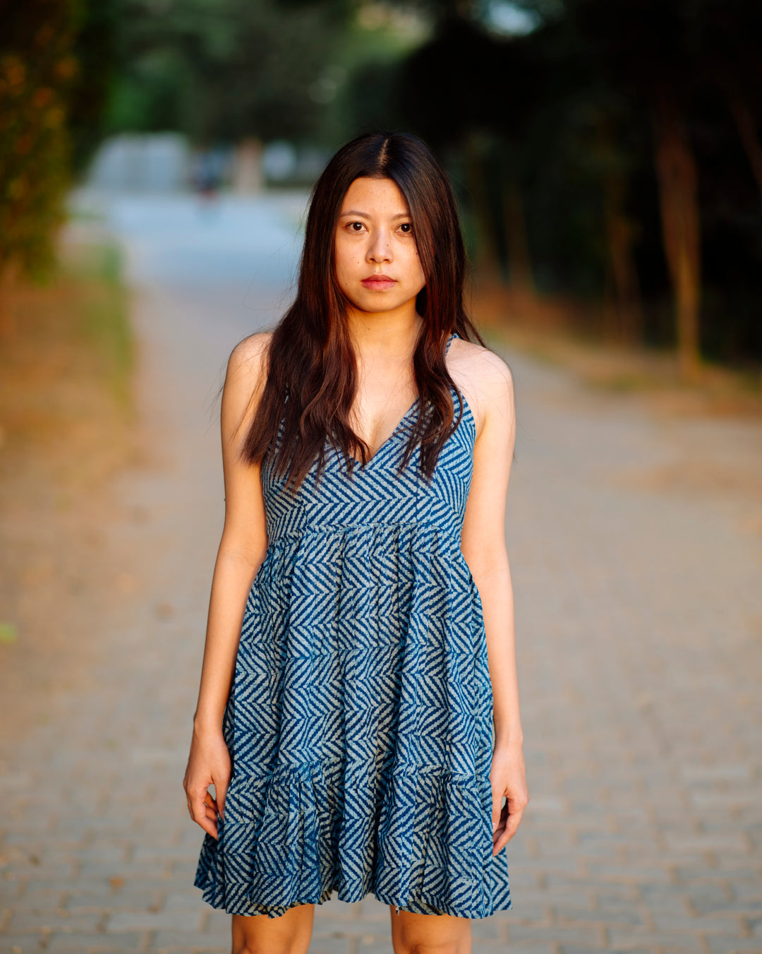 ZIG ZAG INDIGO DABU SHORT DRESS