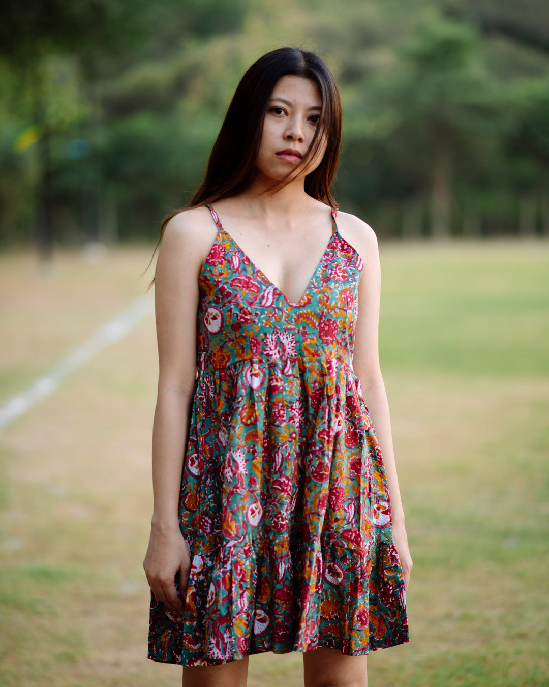 GREEN TROPICAL RAPID SHORT DRESS