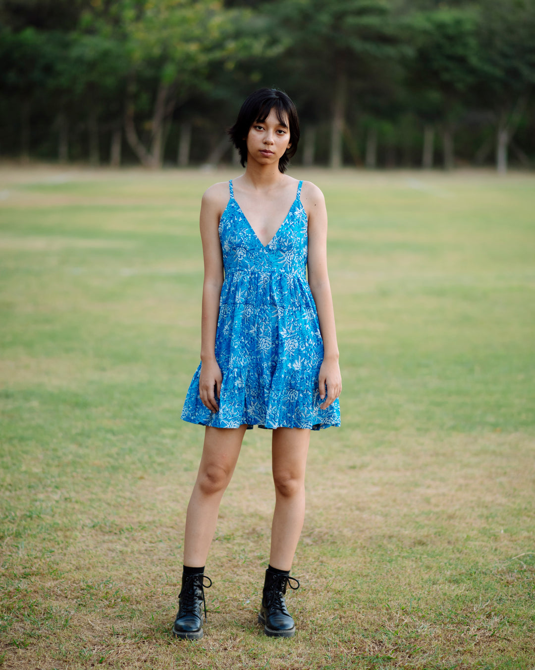 BLUE FLORAL RAPID SHORT DRESS