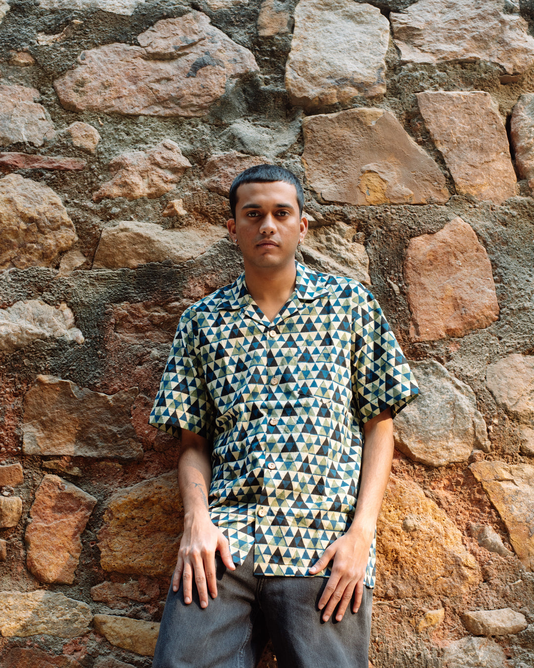 BLUE PYRAMID AJRAKH SHIRT