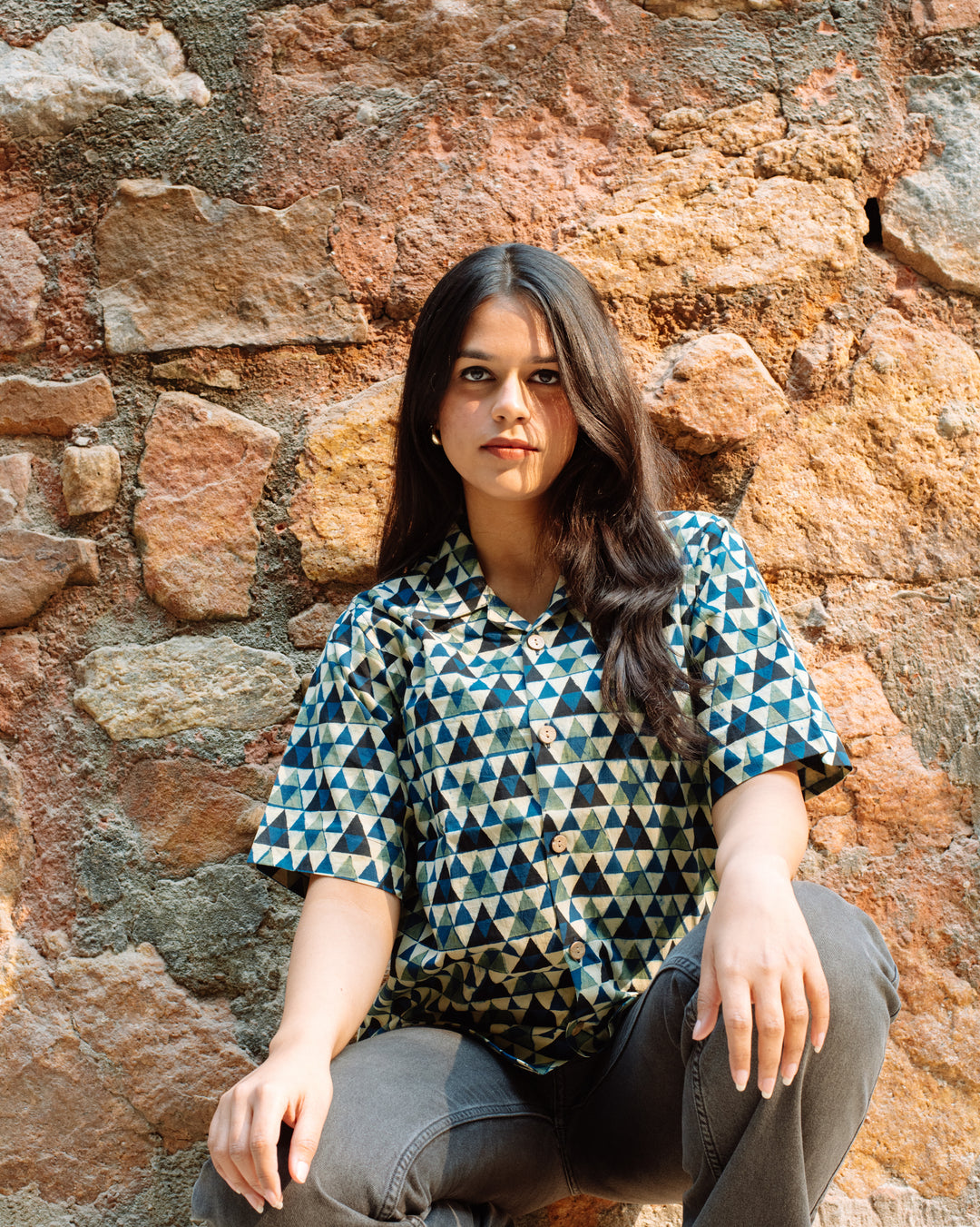 BLUE PYRAMID AJRAKH SHIRT