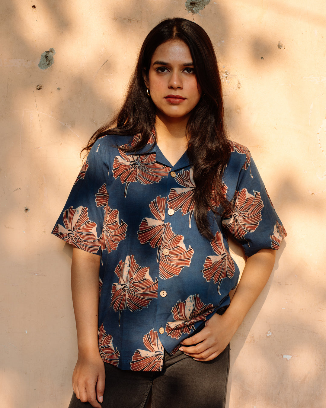 INDIGO HIBISCUS AJRAKH SHIRT