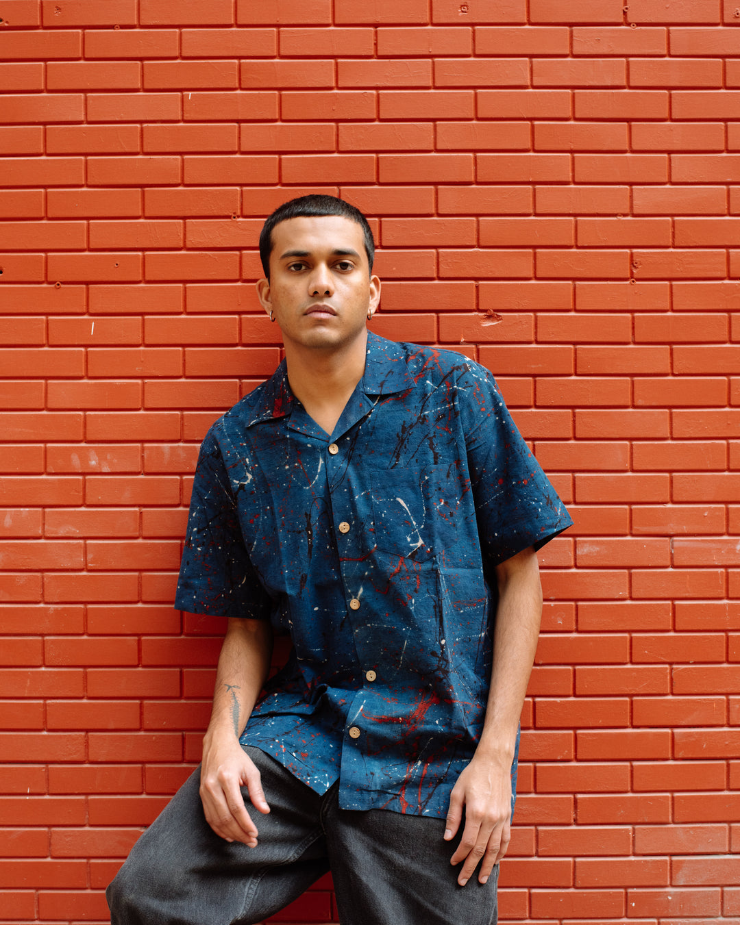 INDIGO PAINT SPLATTER AJRAKH SHIRT