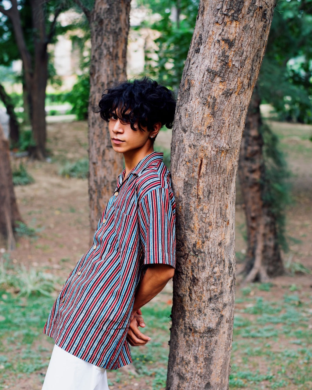 BLACK STRIPED AJRAKH SHIRT