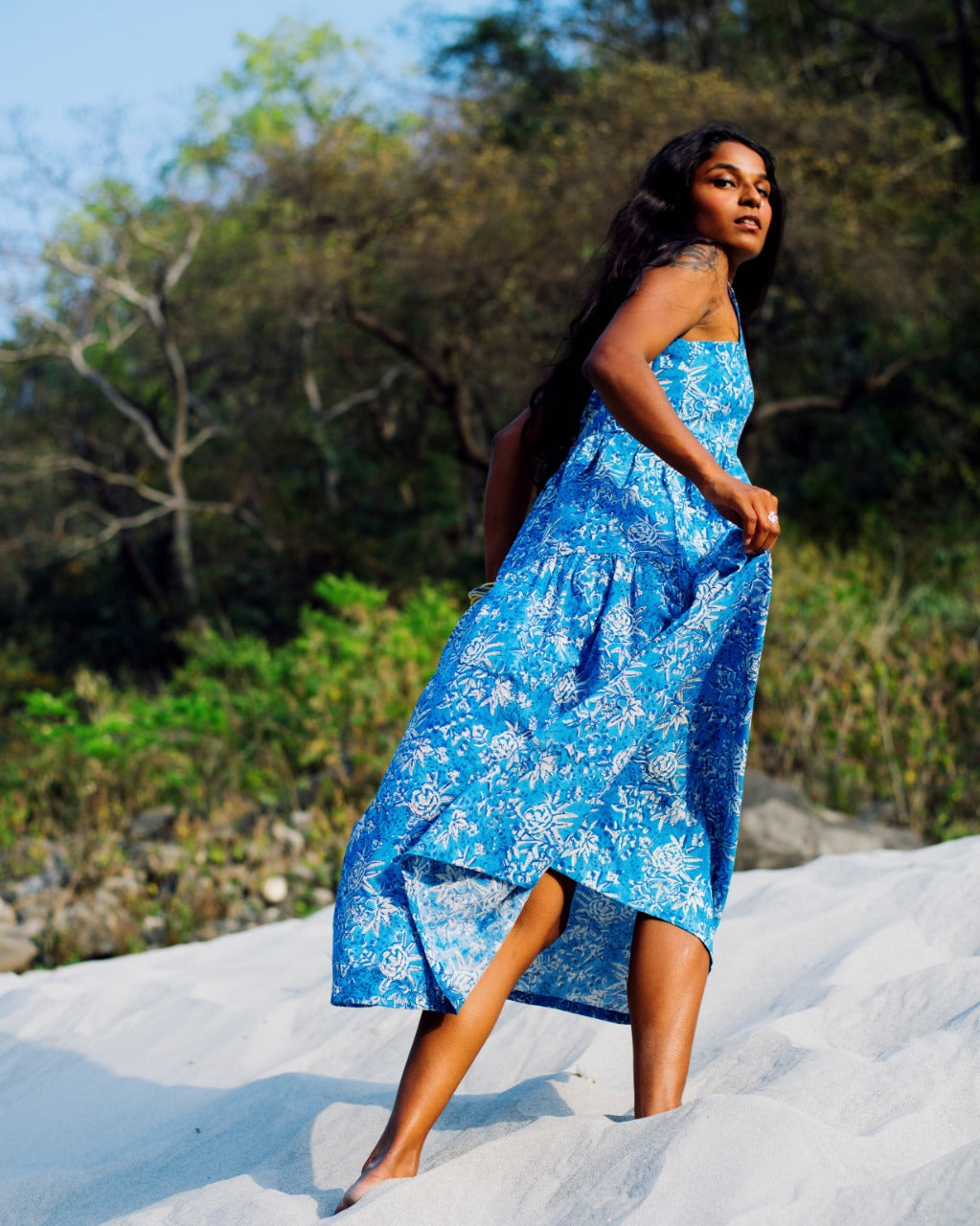 BLUE FLORAL RAPID MAXI DRESS