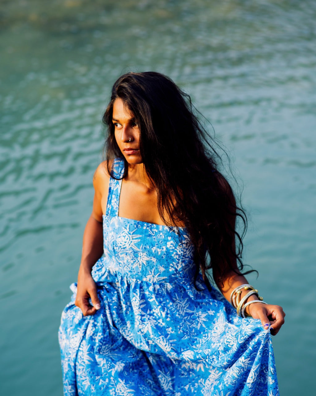BLUE FLORAL RAPID MAXI DRESS