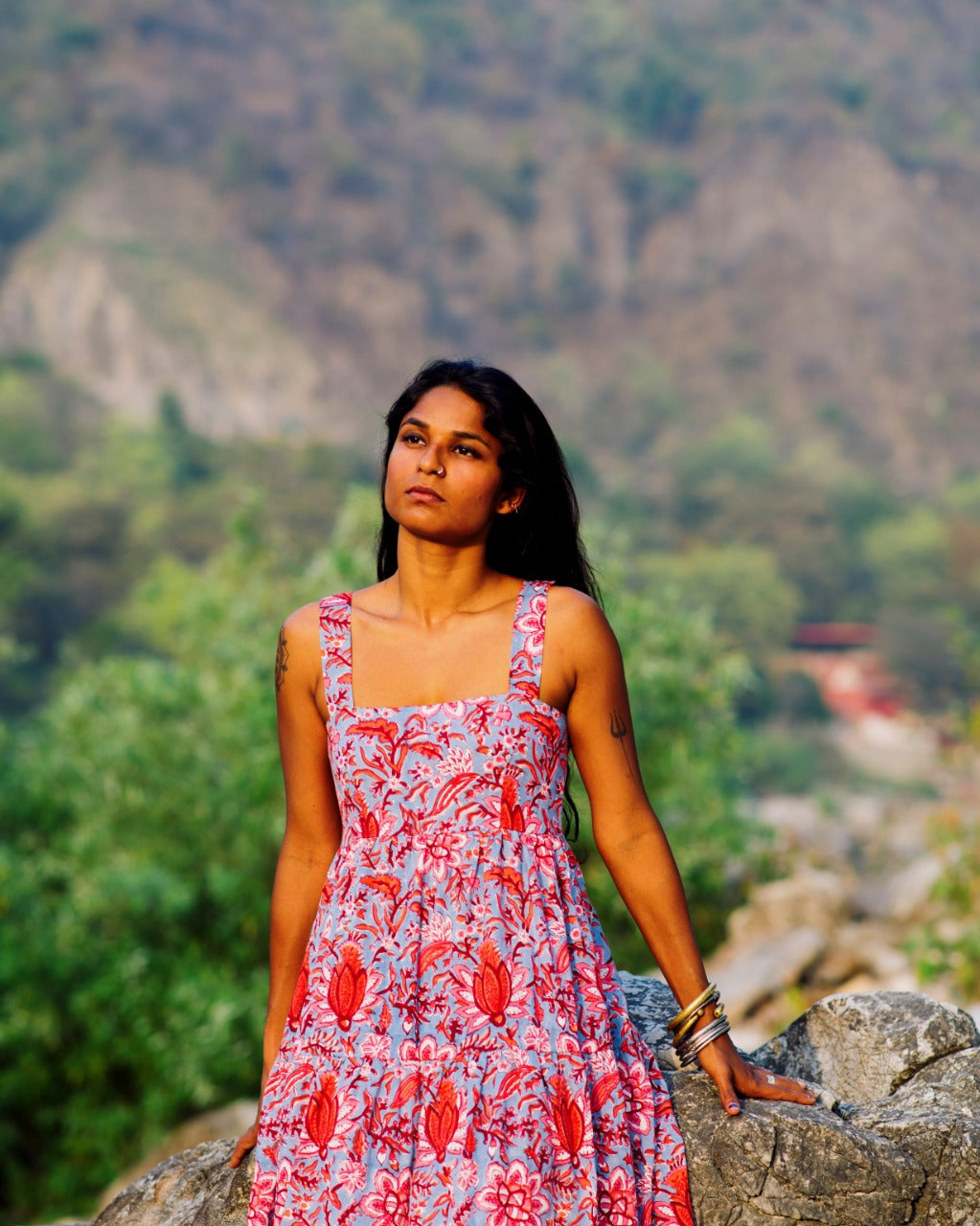 BLUE TROPICAL RAPID MAXI DRESS