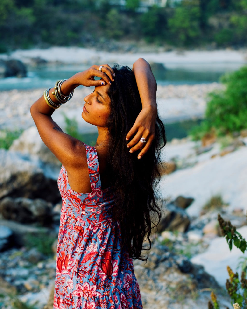 BLUE TROPICAL RAPID MAXI DRESS