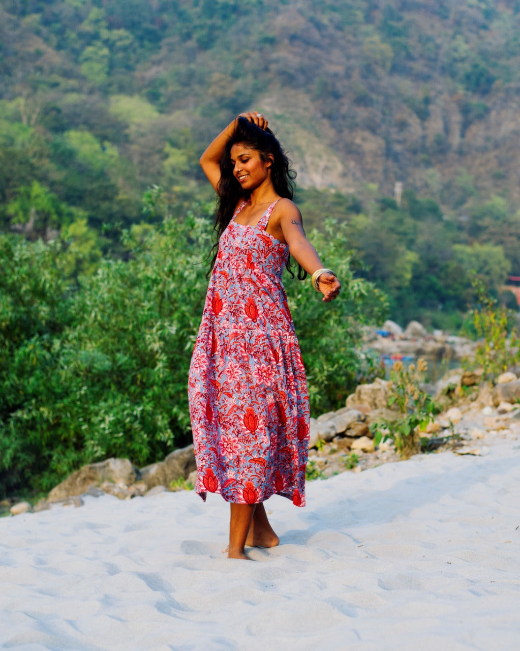 BLUE TROPICAL RAPID MAXI DRESS