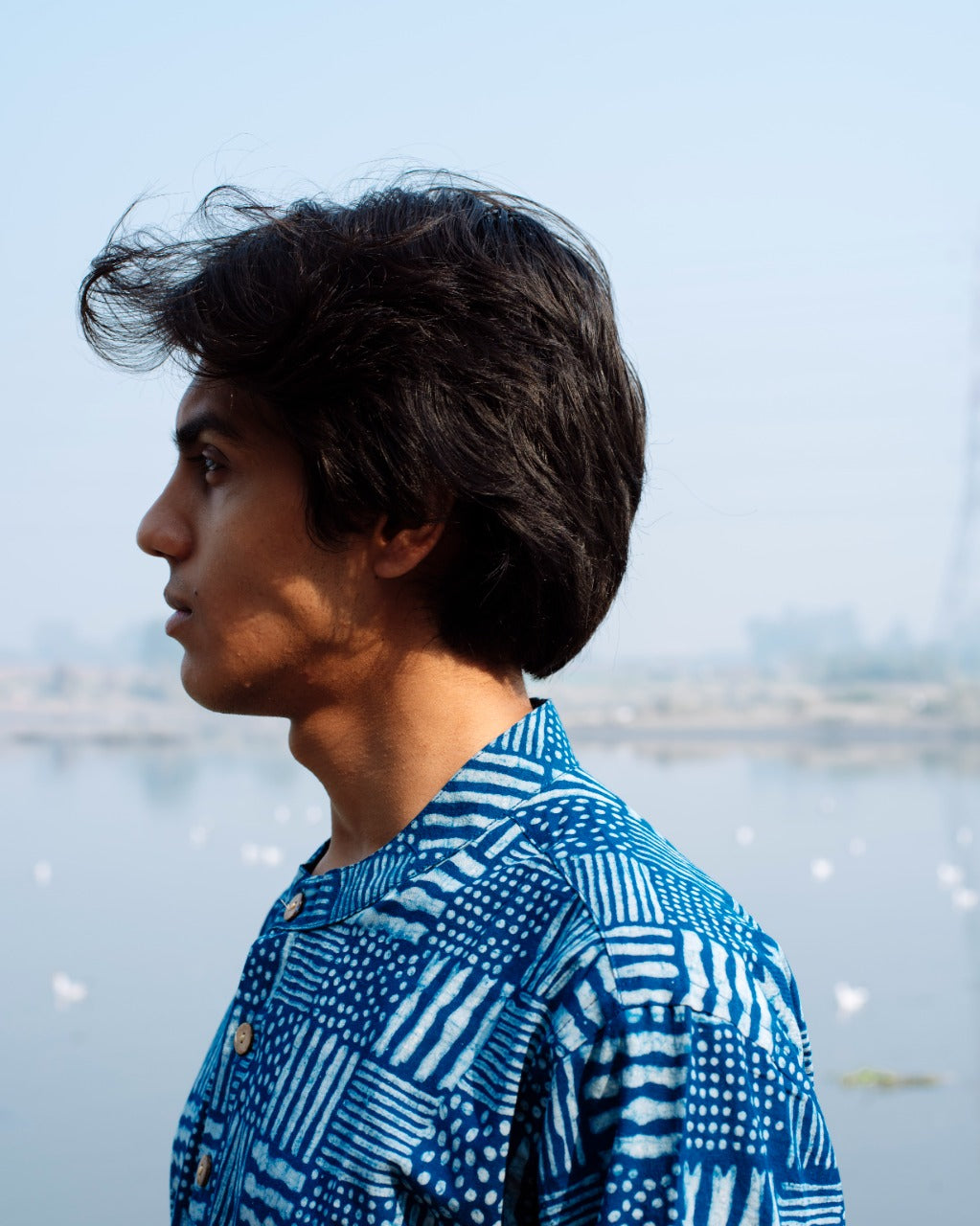 DOTS AND LINES INDIGO DABU SHORT KURTA