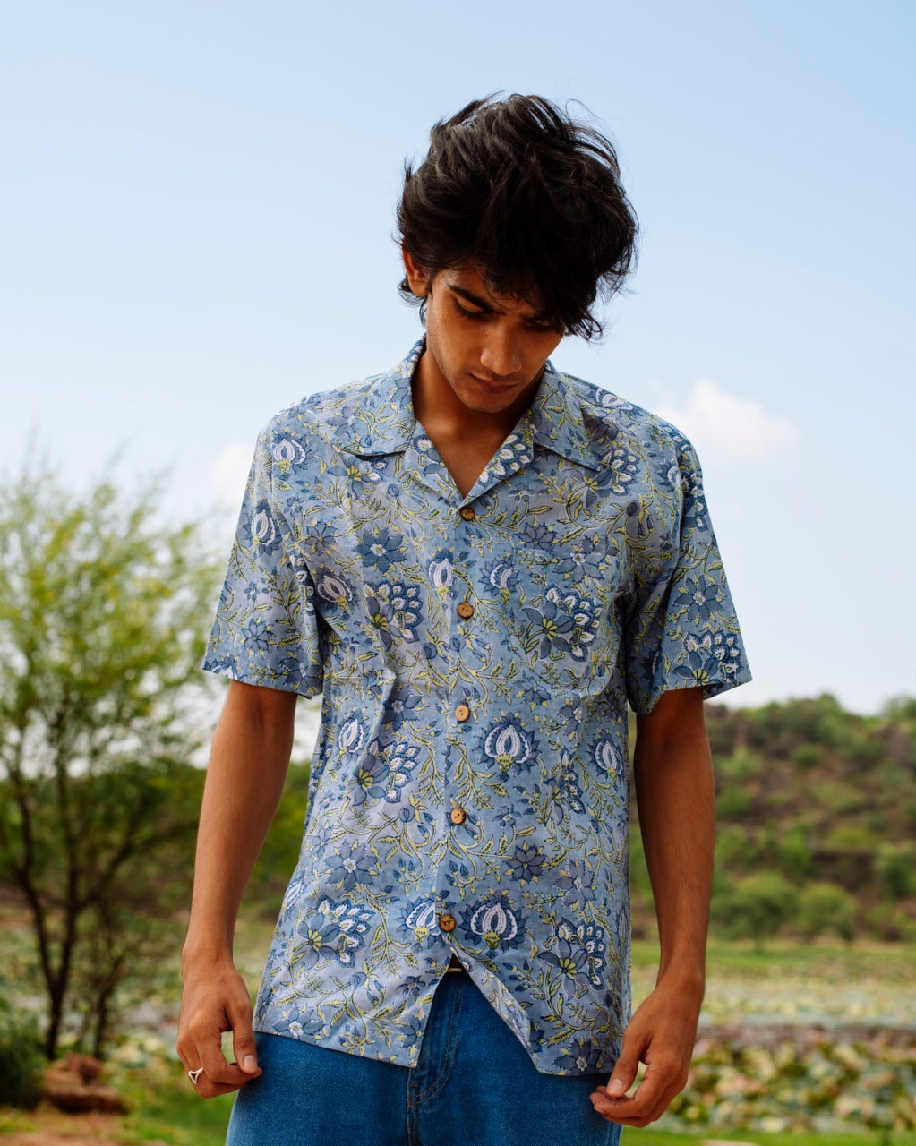 SKY BLUE FLORAL RAPID SHIRT