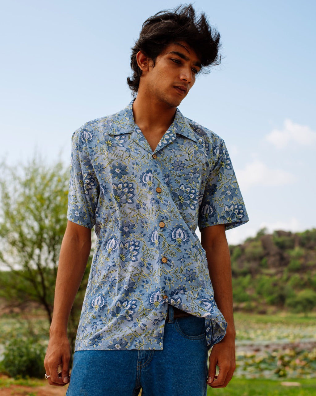 SKY BLUE FLORAL RAPID SHIRT