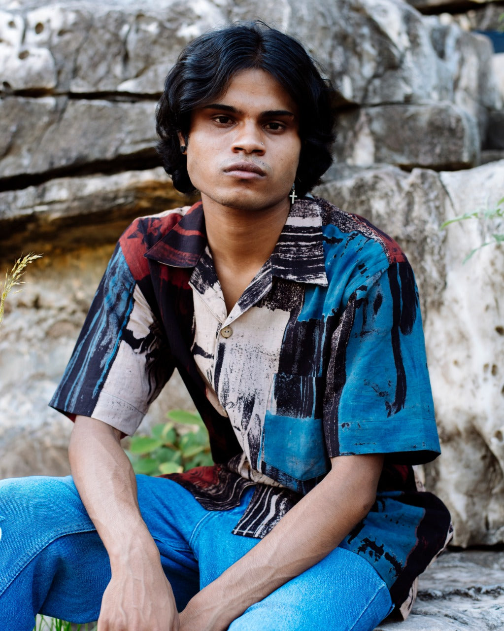BLACK HANDPAINTED AJRAKH SHIRT