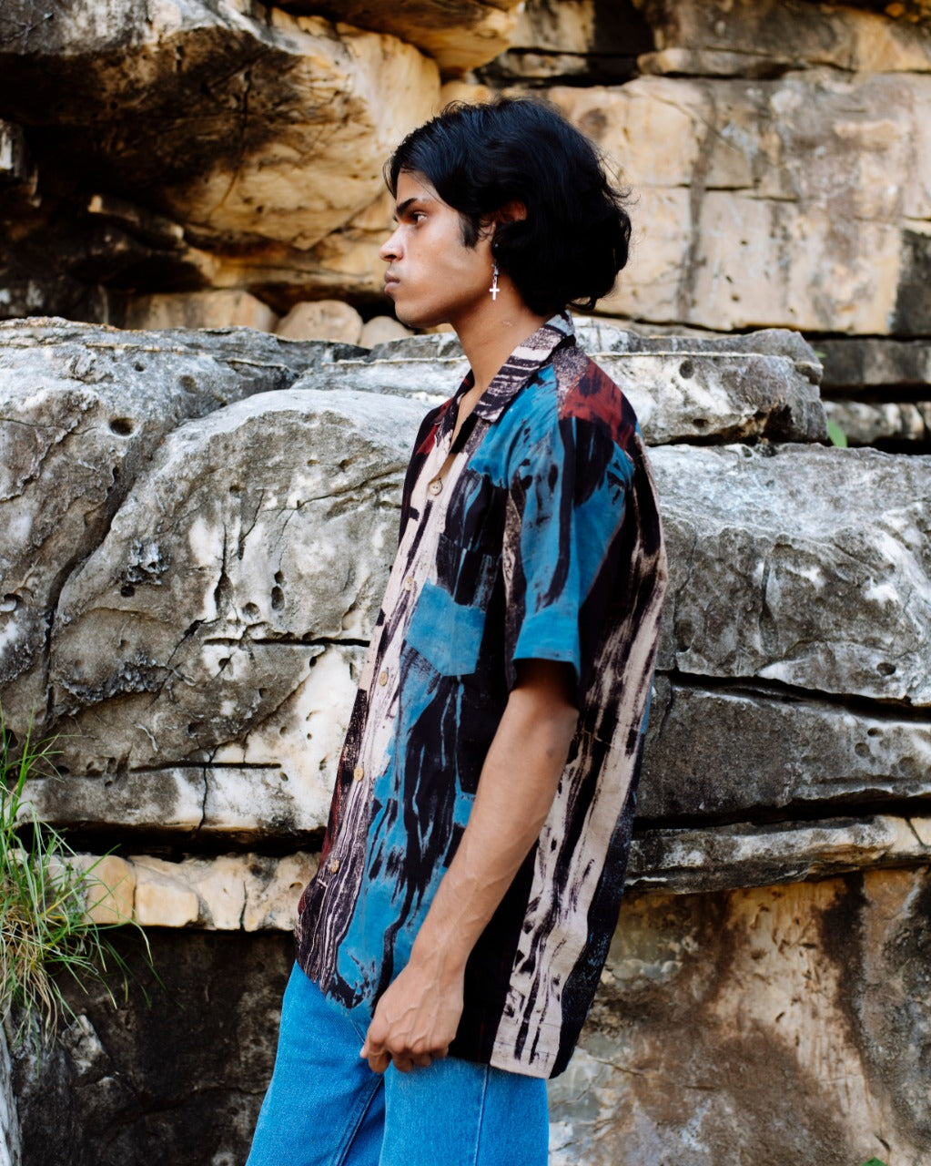 BLACK HANDPAINTED AJRAKH SHIRT