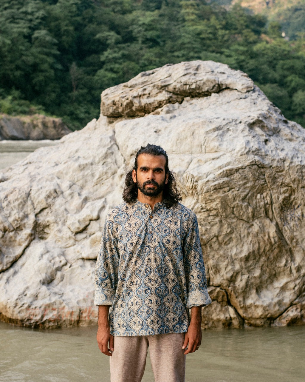 BLUE OGEE KALAMKARI SHORT KURTA