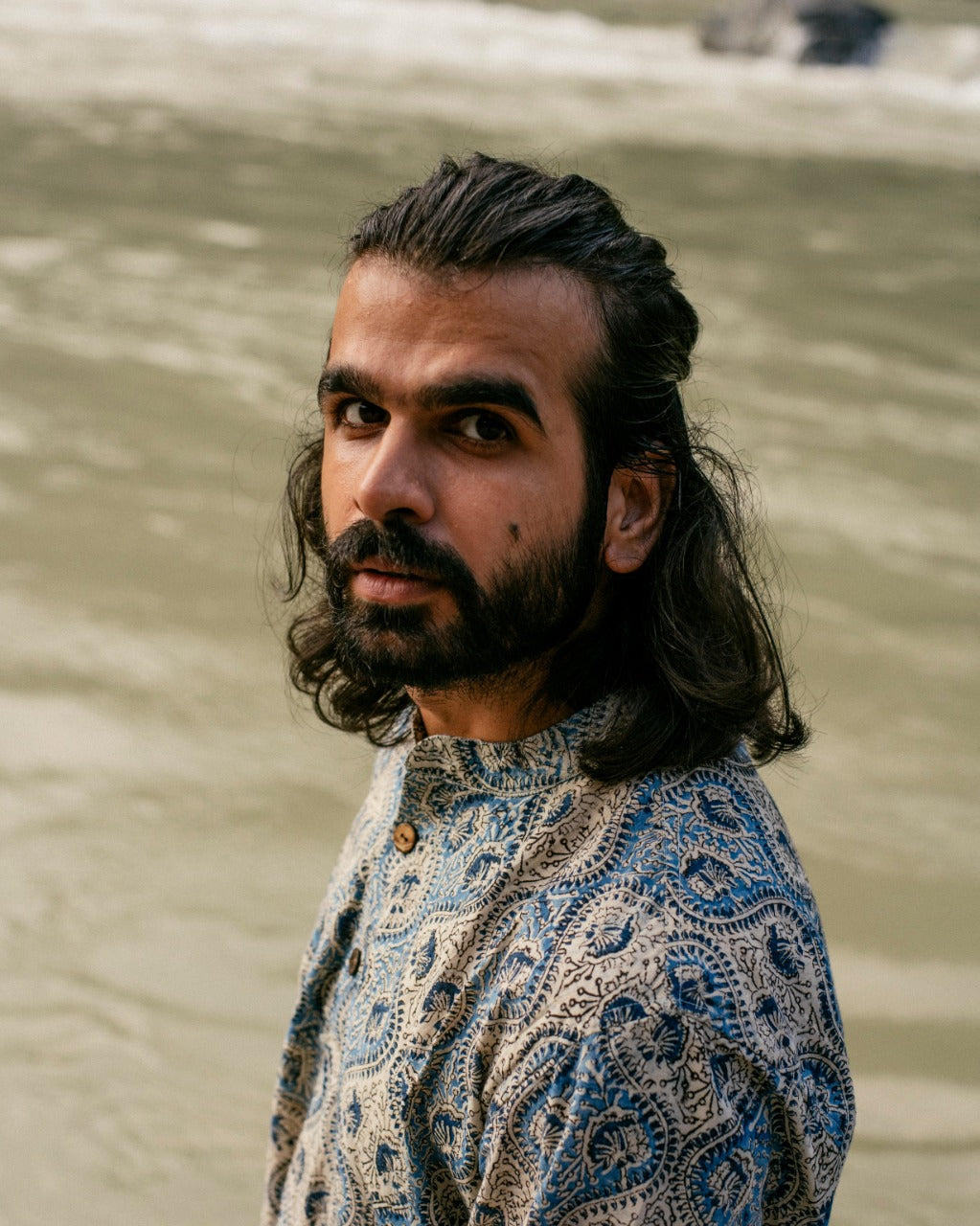 BLUE OGEE KALAMKARI SHORT KURTA