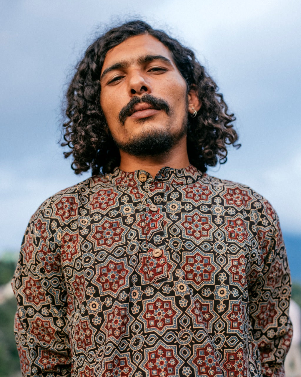 BLACK SITARA AJRAKH SHORT KURTA