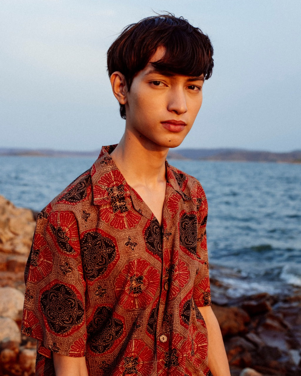 BEIGE GEOMETRICAL AJRAKH SHIRT