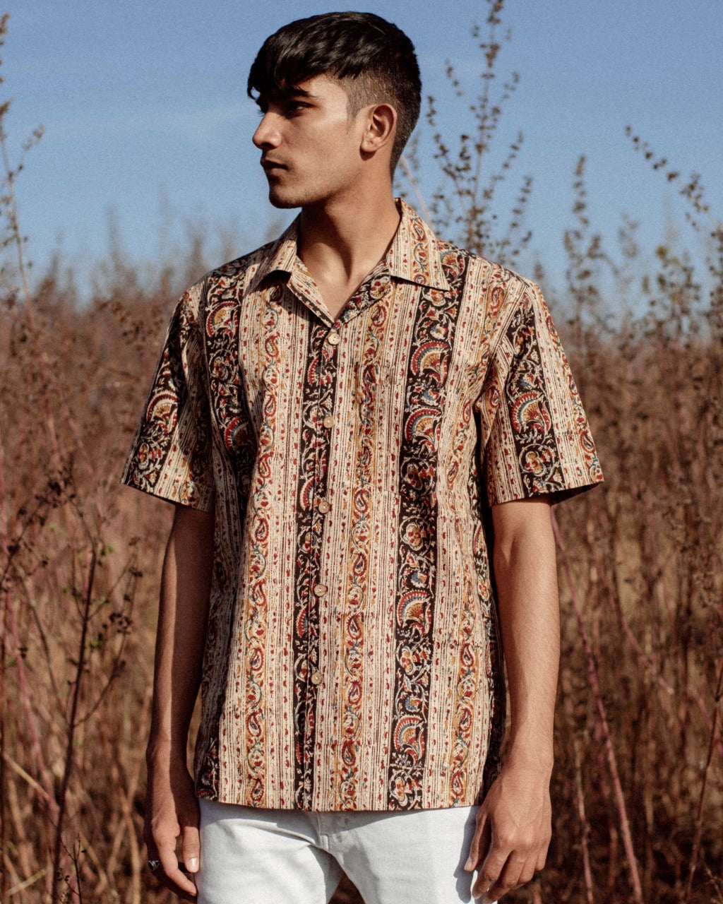 BLACK STRIPED KALAMKARI SHIRT