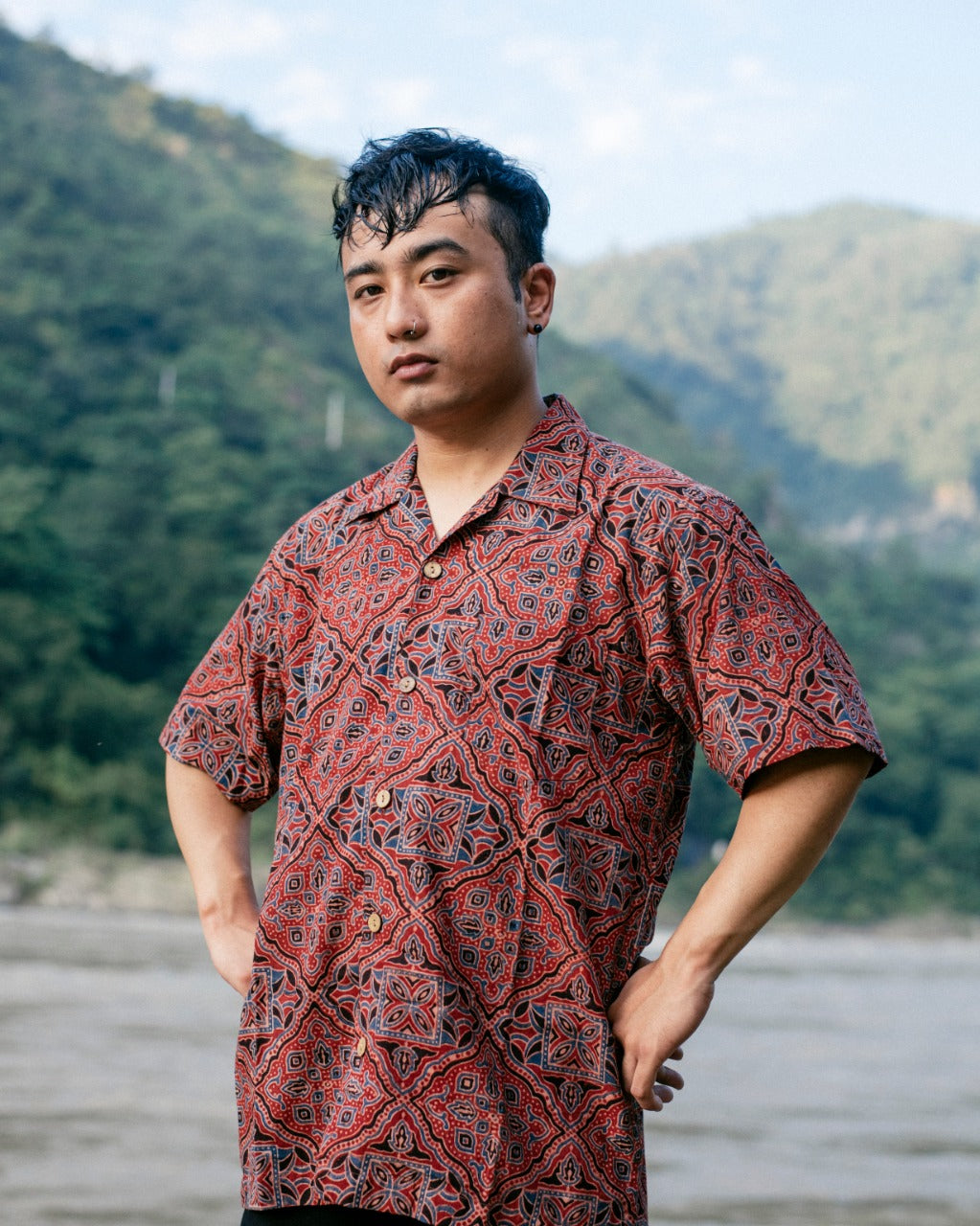 MAROON SACRED AJRAKH SHIRT
