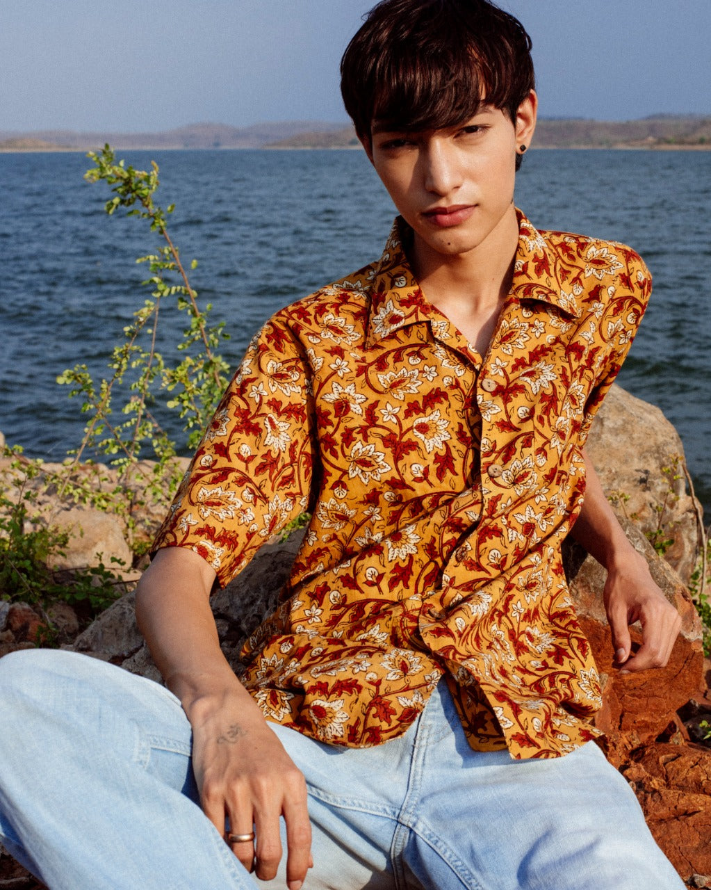 RED LEAF AJRAKH SHIRT