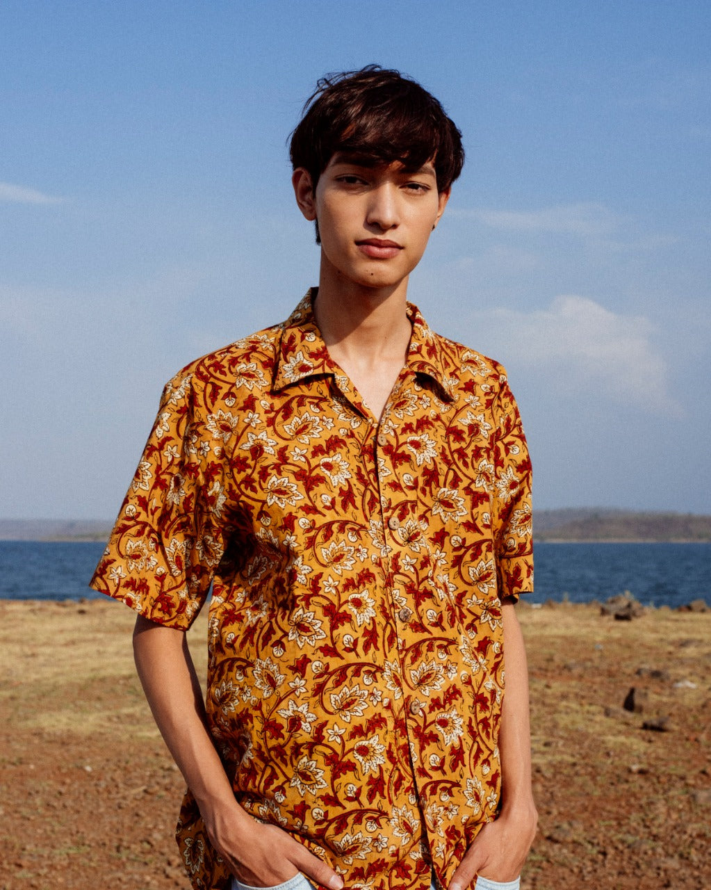 RED LEAF AJRAKH SHIRT