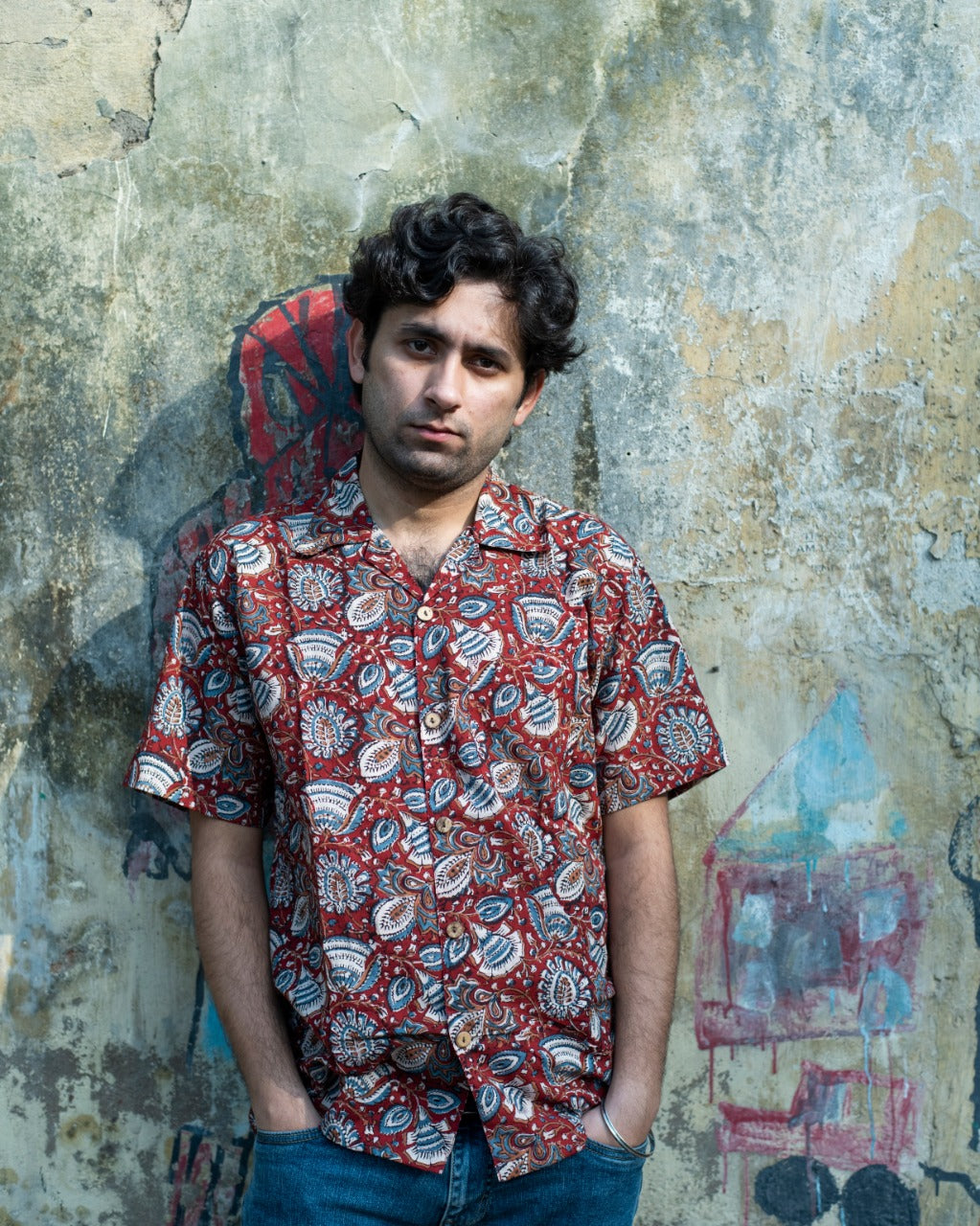 RED FLORAL KALAMKARI SHIRT