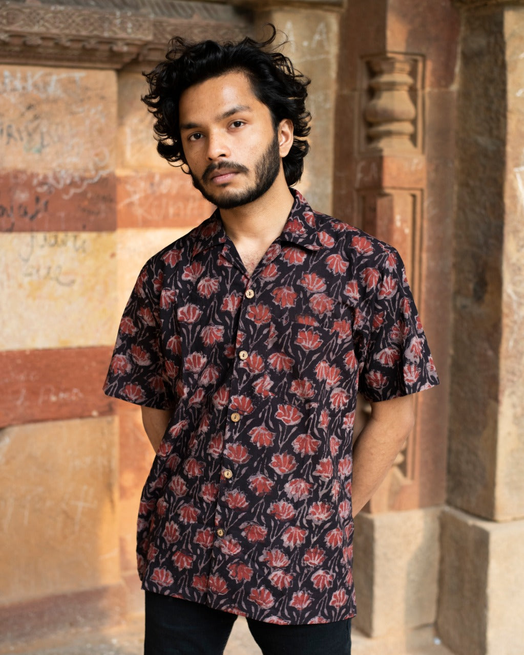 ORANGE TULIP AJRAKH SHIRT