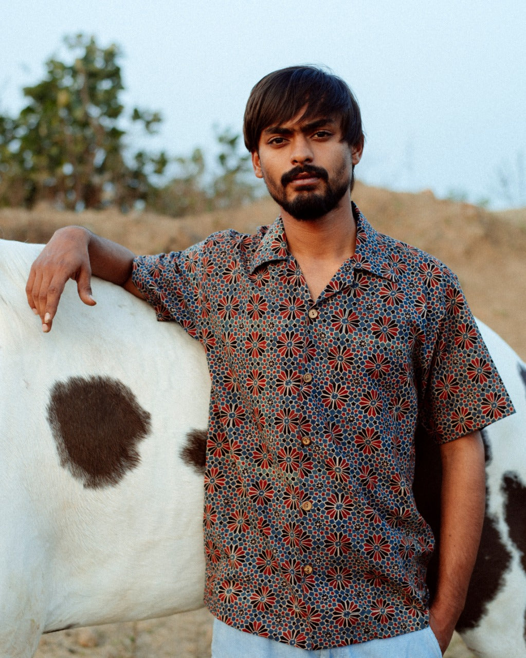 FLORAL INDIGO AJRAKH SHIRT