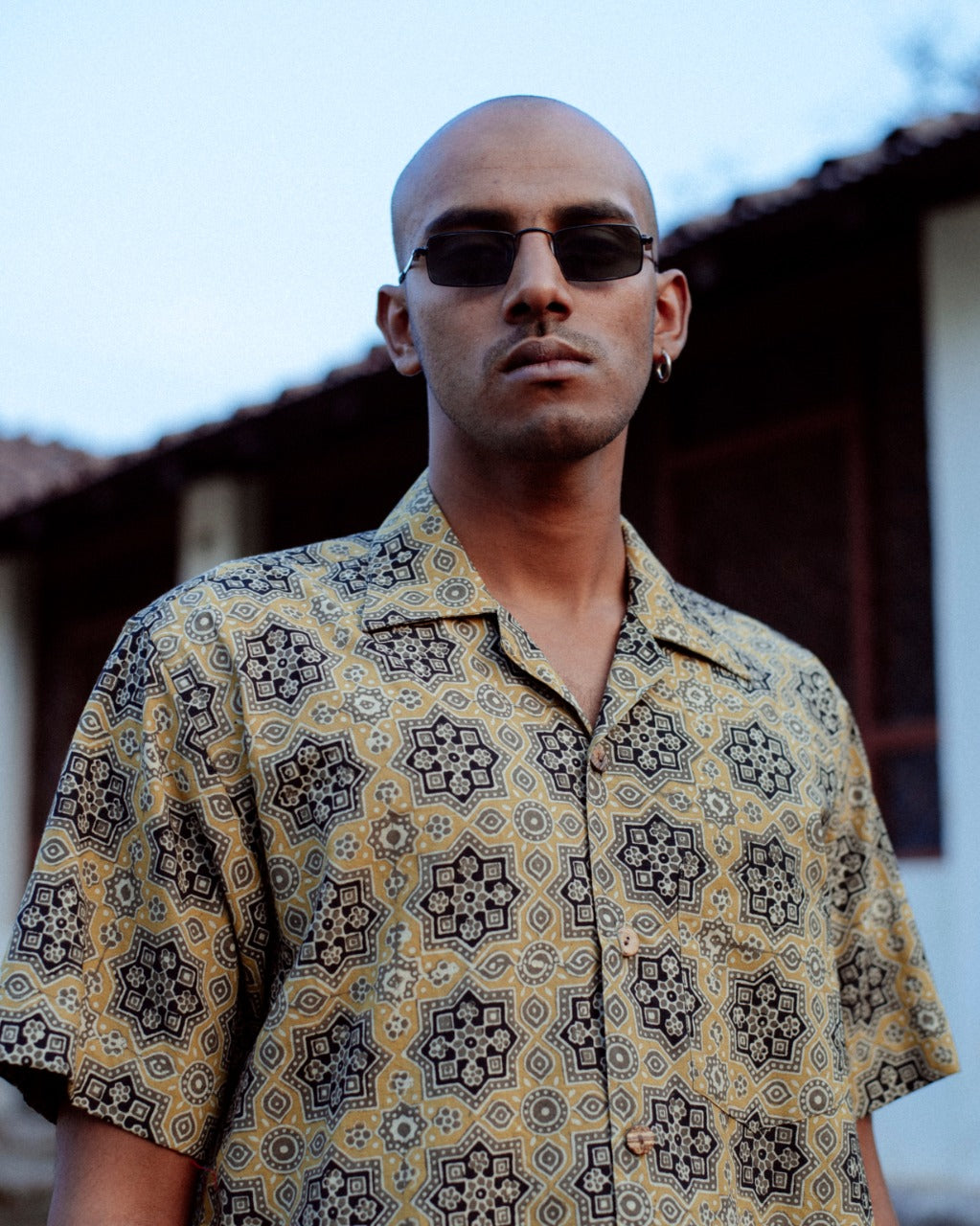 KHAKI TRADITIONAL AJRAKH SHIRT