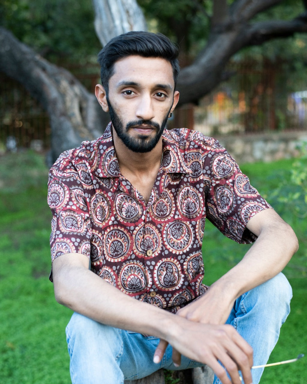 LOTUS STEM AJRAKH SHIRT