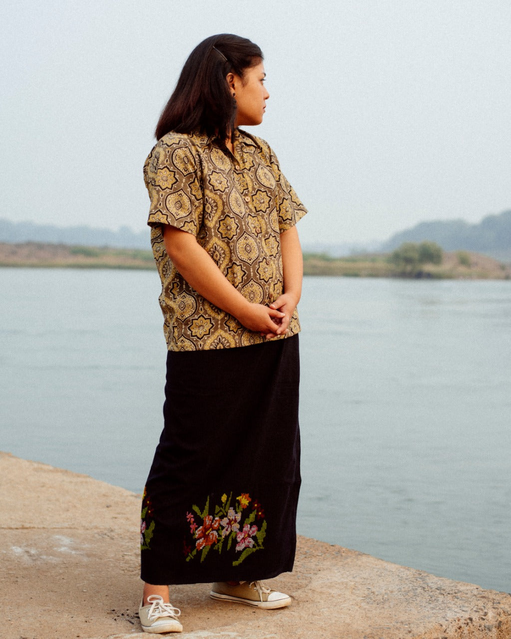 KHAKI KALEEN AJRAKH SHIRT