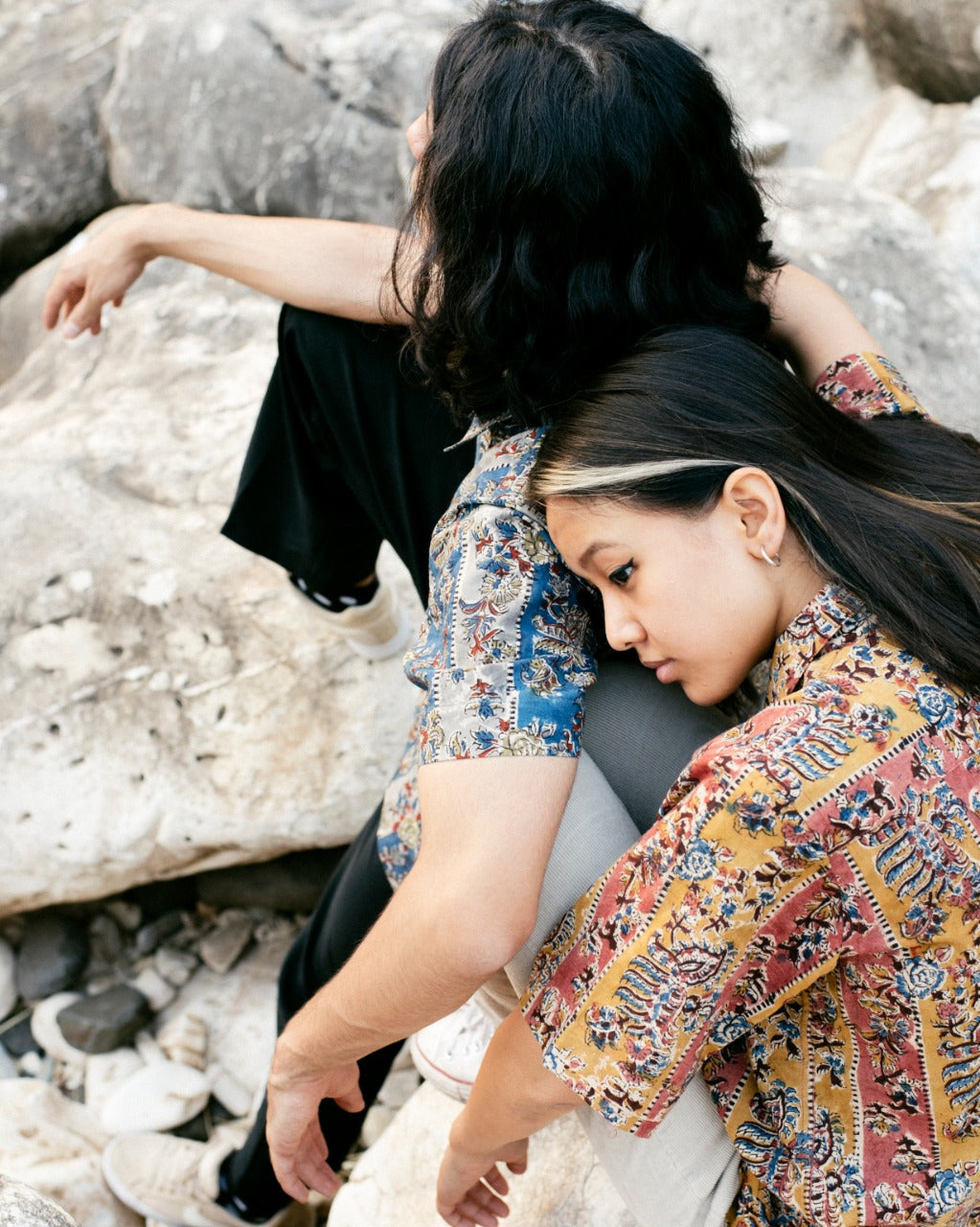 PEACH MUSTARD STRIPED KALAMKARI SHIRT