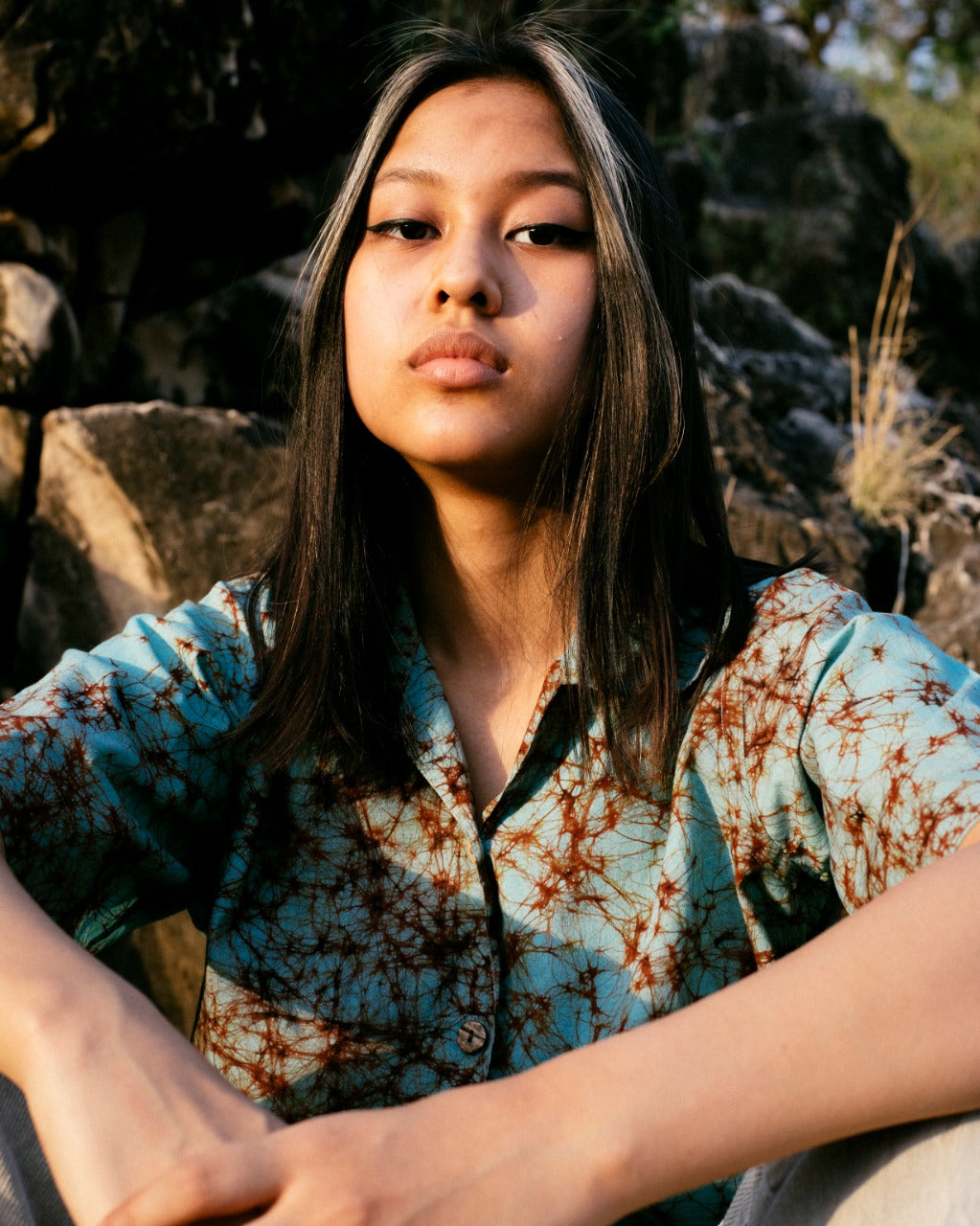 TURQUOISE BATIK SHIRT