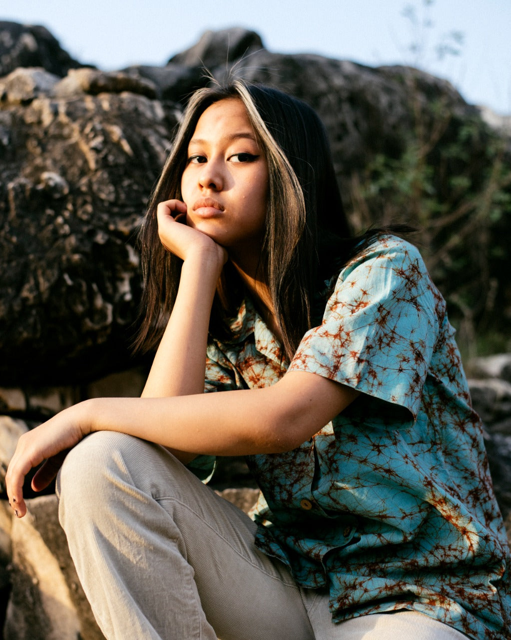 TURQUOISE BATIK SHIRT