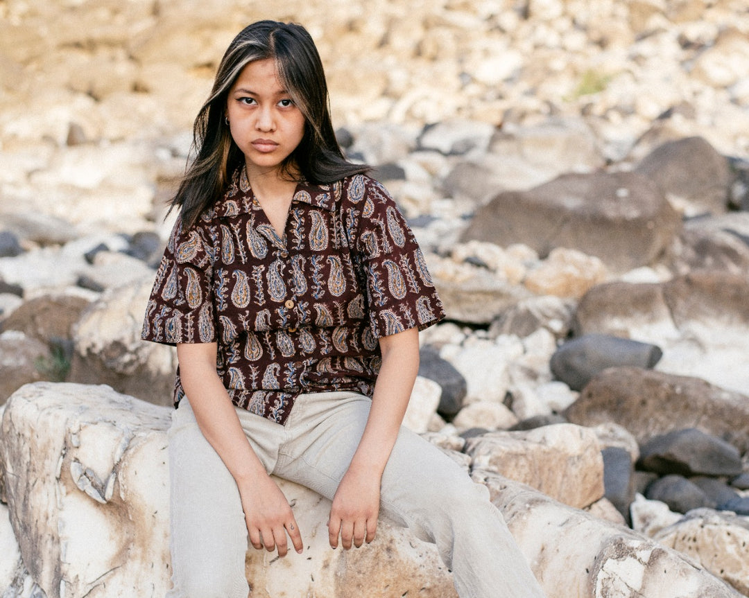 BROWN MUGHAL KALAMKARI SHIRT