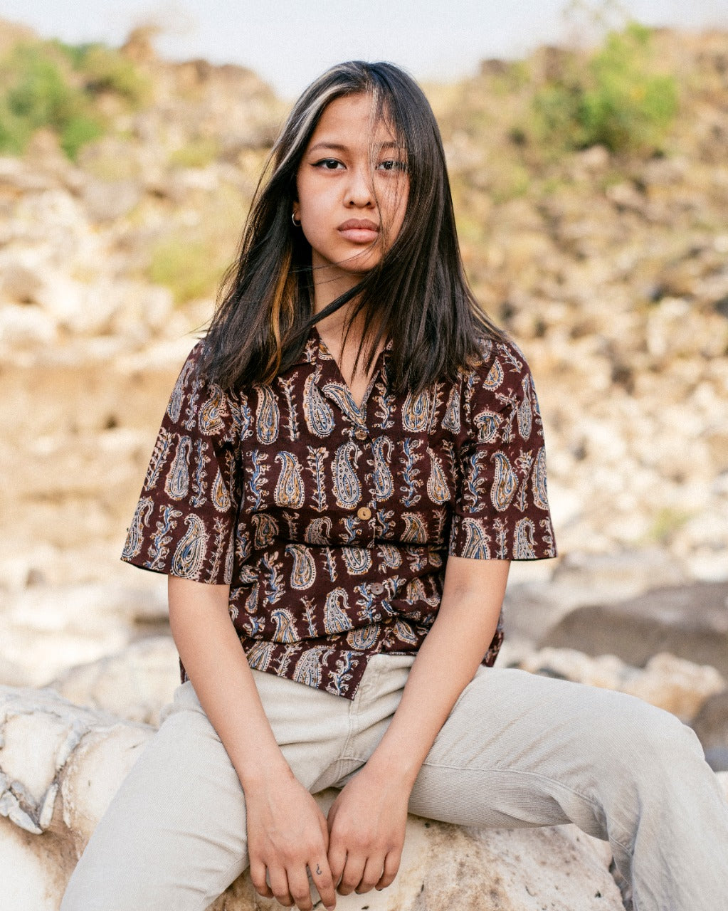 BROWN MUGHAL KALAMKARI SHIRT