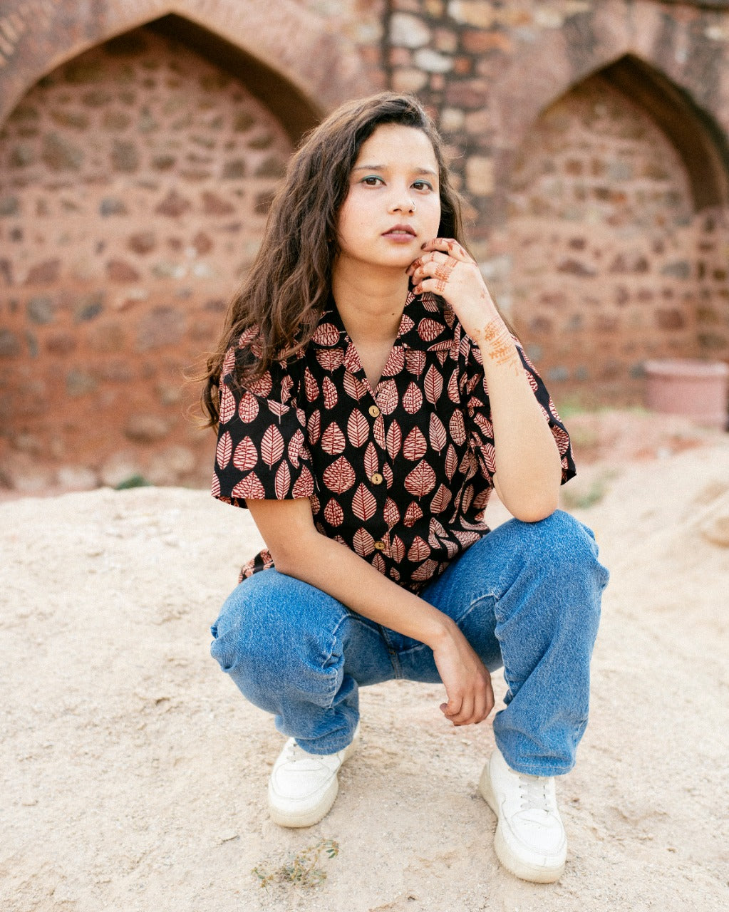 RED LEAF BAGRU SHIRT